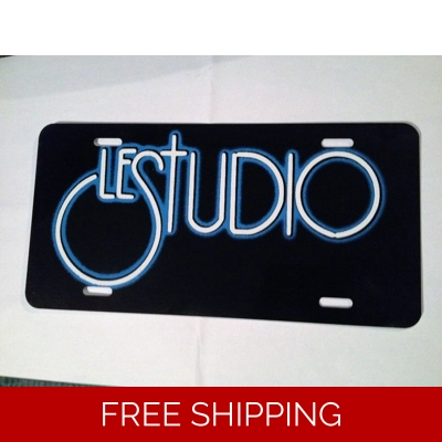 Le Studio License Plates Black White & Blue Logo